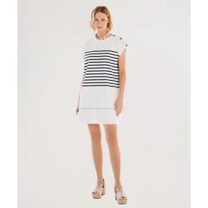 Düğme Detaylı Kolsuz Kısa Elbise