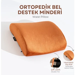 Visco Ortopedik Bel Destek Yastığı, Ofis, Araba, Sandalye, Koltuk, Sırt Yastığı Minderi, 38X33X12 cm