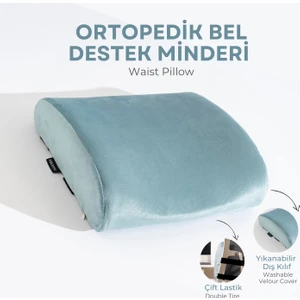 Visco Ortopedik Bel Destek Yastığı, Ofis, Araba, Sandalye, Koltuk, Sırt Yastığı Minderi, 38X33X12 cm