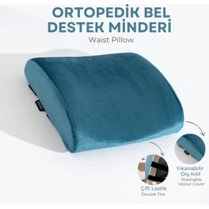 Visco Ortopedik Bel Destek Yastığı, Ofis, Araba, Sandalye, Koltuk, Sırt Yastığı Minderi, 38X33X12 cm