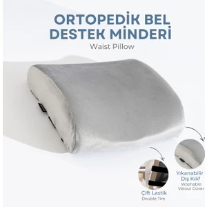 Visco Ortopedik Bel Destek Yastığı, Ofis, Araba, Sandalye, Koltuk, Sırt Yastığı Minderi, 38X33X12 cm