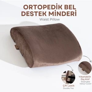 Visco Ortopedik Bel Destek Yastığı, Ofis, Araba, Sandalye, Koltuk, Sırt Yastığı Minderi, 38X33X12 cm