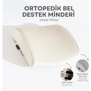 Visco Ortopedik Bel Destek Yastığı, Ofis, Araba, Sandalye, Koltuk, Sırt Yastığı Minderi, 38X33X12 cm