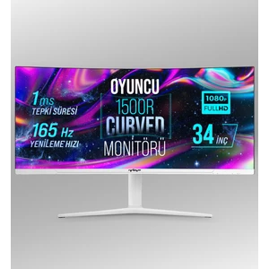 WRP34-165-W 34" 165HZ 1ms Rgb Curved (Hdmı + Display Port) Freesync + G-Sync (3440*1440) Wqhd Oyuncu Monitörü - Beyaz
