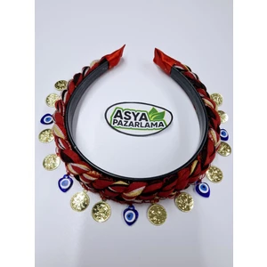 Asya Pazarlama Nazar Boncuklu ve Liralı Taç, Keşan, Fular, Şal, Atkı, Saç Bandı, Bandana
