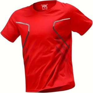 Ghassy Co. Erkek Ultra Esnek Nem Emici Vücut Geometrik Hızlı Kuruyan Hafif Spor T-Shirt