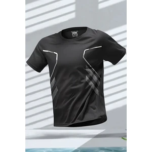 Ghassy Co. Erkek Ultra Esnek Nem Emici Vücut Geometrik Hızlı Kuruyan Hafif Spor T-Shirt