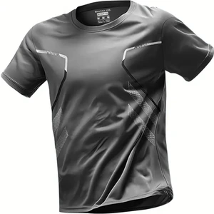 Ghassy Co. Erkek Ultra Esnek Nem Emici Vücut Geometrik Hızlı Kuruyan Hafif Spor T-Shirt