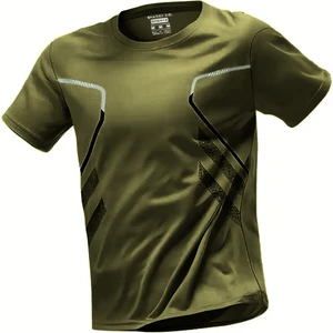 Ghassy Co. Erkek Ultra Esnek Nem Emici Vücut Geometrik Hızlı Kuruyan Hafif Spor T-Shirt