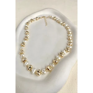 Kadın Kolye Barok Model Düz Inci Mix Zincir Kolye