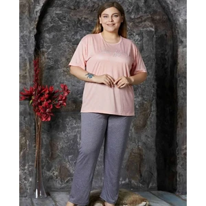 Büyük Beden Battal Kısa Kol Bambu Kadın Pijama Takımı