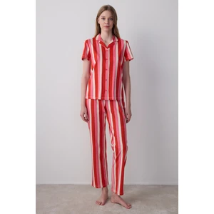 Sophie Pamuklu Gömlekli Pantolon Ekru Pijama Takımı