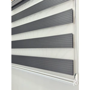 Gri Pileli Zebra Stor Perde Ev/ofis Perdesi Aluminyum Sistem Zebra Stor Perde – Gece & Gündüz Kullanım, Kolay Montaj (Alüminyum Sistem)