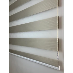 Kum Beji Pileli Zebra Stor Perde Ev/ofis Perdesi Aluminyum Sistem Zebra Stor Perde – Gece & Gündüz Kullanım, Kolay Montaj (Alüminyum Sistem)