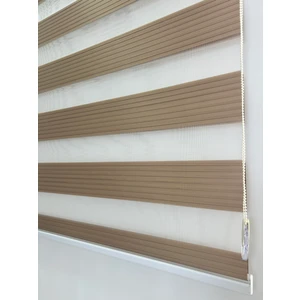 Kahverengi Pileli Zebra Stor Perde Ev/ofis Perdesi Aluminyum Sistem Zebra Stor Perde – Gece & Gündüz Kullanım, Kolay Montaj (Alüminyum Sistem)