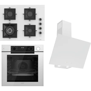 Steamart-Fryart-Sılentart Serisi Beyaz Set (SC406-WFA + QEP64CB +D078-SA) - Döküm Izgara / 65 cm Ocak