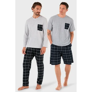 Pamuklu Regular Fit Kareli 2'li Paket Pijama Takımı Erkek Pijama Takımı 657200120S2