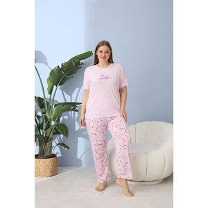 Büyük Beden Battal Kısa Kol Bambu Kadın Pijama Takımı