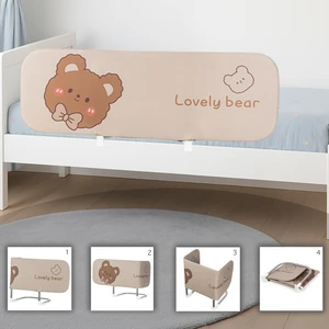 Meleni Baby 120 x 42 cm Katlanır Bebek Yatak Bariyeri x Hayvan Desenli Koruyucu Baza Korkuluğu Güvenlik Bariyeri