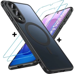 Samsung Galaxy S25 Edge Kılıf Mat Magsafe Şarj Özellikli Hassas Butonlu Yumuşak Renkli Kenarlı + Ekran Koruyucu Cam Set 2in1