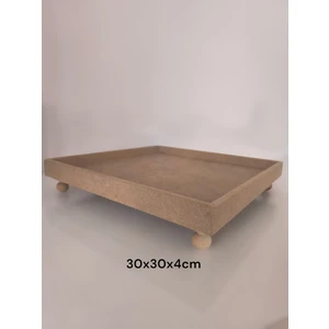 Ahşap-Boyanabilir-Ayaklı-Dekoratif Kare Sunumluk Tepsi