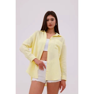 Genius Store Oversize Basic Müslin Kadın Gömlek Kadın-Müslin-Gömlek