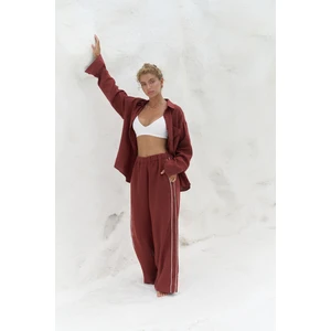 Orchidea Oversize Kiremit Keten Gömlek Takım