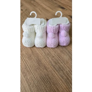 Özel Üretim Ponpon'lu Triko Bebek (Yenidoğan) Patik 2'li Set