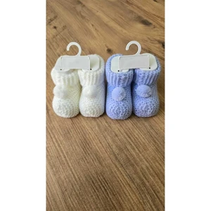 Özel Üretim Ponpon'lu Triko Bebek (Yenidoğan) Patik 2'li Set