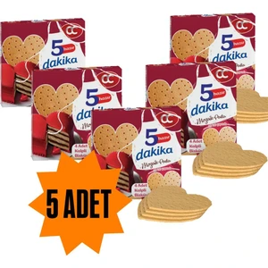 5 Adet Kalp Şekilli 5 Dakika Hazır Mozaik Pasta - 20 cm Çapında 4 Kat Kalp Şekilli Pasta Tabanı Bisküvisi