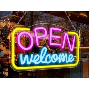 Neon LED Işıklı Open Welcome  Duvar