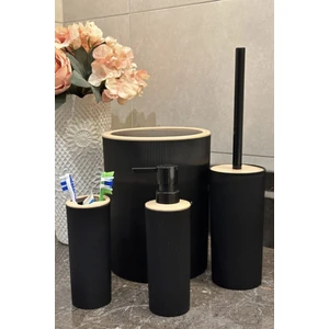 Lüks 4'lü Banyo Seti, Şık Tasarımlı Banyo Takımı; Çöp Kovası, Wc Fırçalık, Sıvı Sabunluk, Diş Fırçalık
