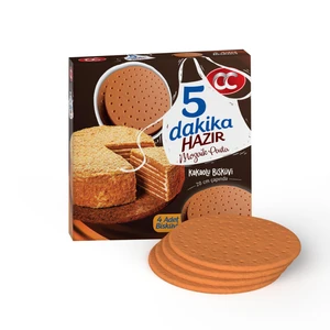 5 Dakika Hazır Mozaik Pasta - 20 cm Çapında 4 Kat Kakaolu Pasta Tabanı Bisküvisi