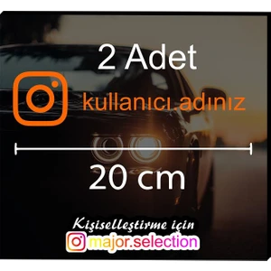 Turuncu Instagram Logolu Kullanıcı Adı - 2 Adet 20 cm - Araç - Motor Sticker Etiketi Folyo Kesim