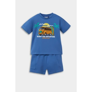 Erkek Bebek 2'li Takım Palmiye Baskılı Kısa Kollu Tişört Beli Lastikli Şort E6838A525SM