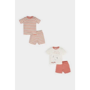 Erkek Bebek 4'lü Pijama Takımı Kısa Kollu Penye Üst Beli Lastikli Şort E1188A525HS