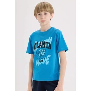 Erkek Çocuk Bisiklet Yaka Baskılı Kısa Kollu Tişört E0186A825HS