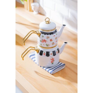 Qualıta - Luma Alt-Üst Emaye Mini Çaydanlık Takımı