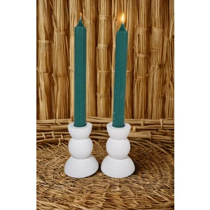 Mumlar Dahil 2 Li Pinterest Model Beyaz Şamdanlık Ve Petrol Yeşili Şamdan Mum