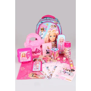Dekomus Ile Lisanslı Full + Full "pembe Mavi Prenses Koleksiyonu" Barbıe 3 Bölmeli Okul,beslenme ve Kalem Çantası Ile Kırtasiye Seti