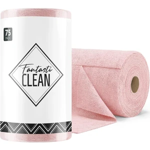 Fantasti Clean Çok Amaçlı Rulo Mikrofiber Temizlik Bezi 30X30 75 Yapraklı Pembe