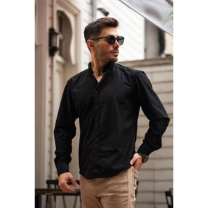 Slim Fit Kadife Gömlek - Siyah
