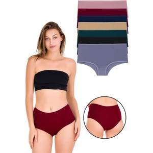 Kadın 7'li Yüksek Bel Pamuklu Likralı Külot Koyu Renkler