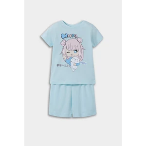 Kız Bebek Pijama Takımı Anime Baskılı Kısa Kollu Penye Üst Beli Lastikli Şort E1554A525HS