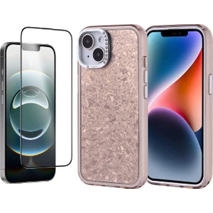 Apple iPhone 14 Kılıf Taşlı Tasarımlı Zore Kapi Kapak + Temperli Cam Ekran Koruyucu