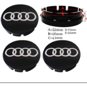 Audi 52 56 mm Siyah Jant KAPAĞI3A 3D 3ABS