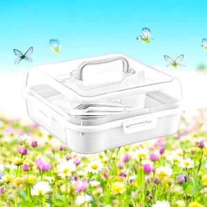 Holly Home 32 Parça 6 Kişilik Çantalı Magic Piknik Seti Krem/Beyaz