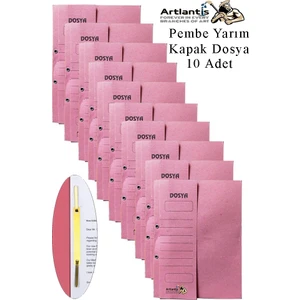 Yarım Kapak Telli Dosya Pembe Karton 10 Adet Karton Yarım Kapaklı Kapsüllü Dosya A4 Boy 24X32 cm Klasör Için Büro Ofis