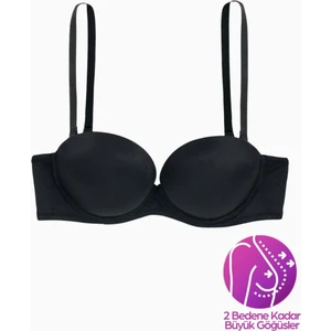 Olympos Ekstra Dolgulu Double Push Up Straplez - Siyah - Mikro Sütyen - 2537