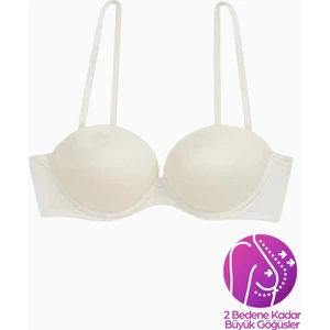 Olympos Ekstra Dolgulu Double Push Up Straplez - Ekru - Mikro Sütyen - 2537